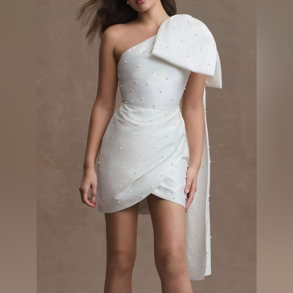 Sachin & Babi Pippa One-Shoulder Pearl-Embellished Mini Dress